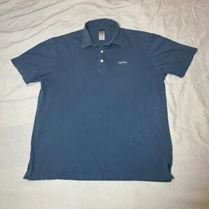 Patagonia Organic Cotton Polo Shirt Fish Logo Blue Men's Size Medium